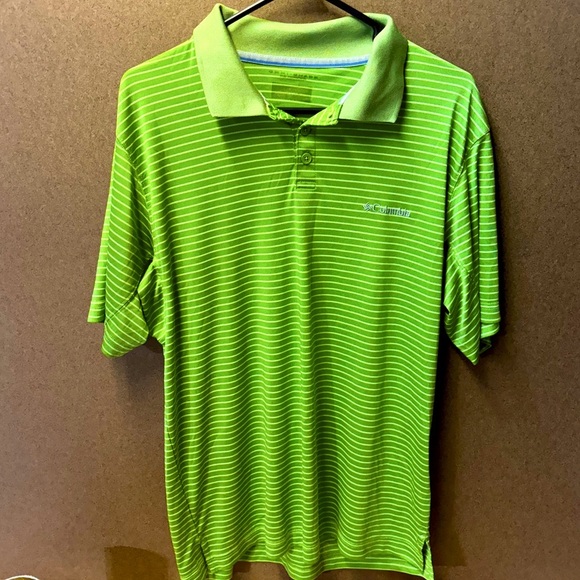 Columbia Green Striped Polo Shirt – Men’s Medium - Picture 1 of 4